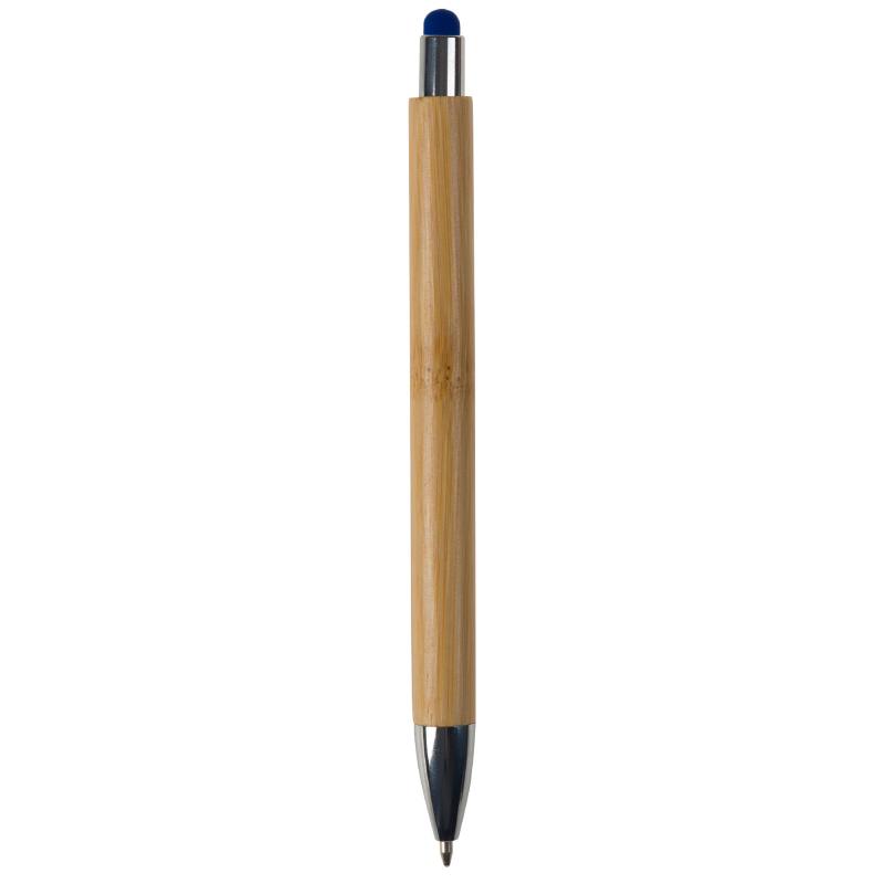 5x Touchpen Holz-Kugelschreiber mit Gravur / Stylusfarbe: blau