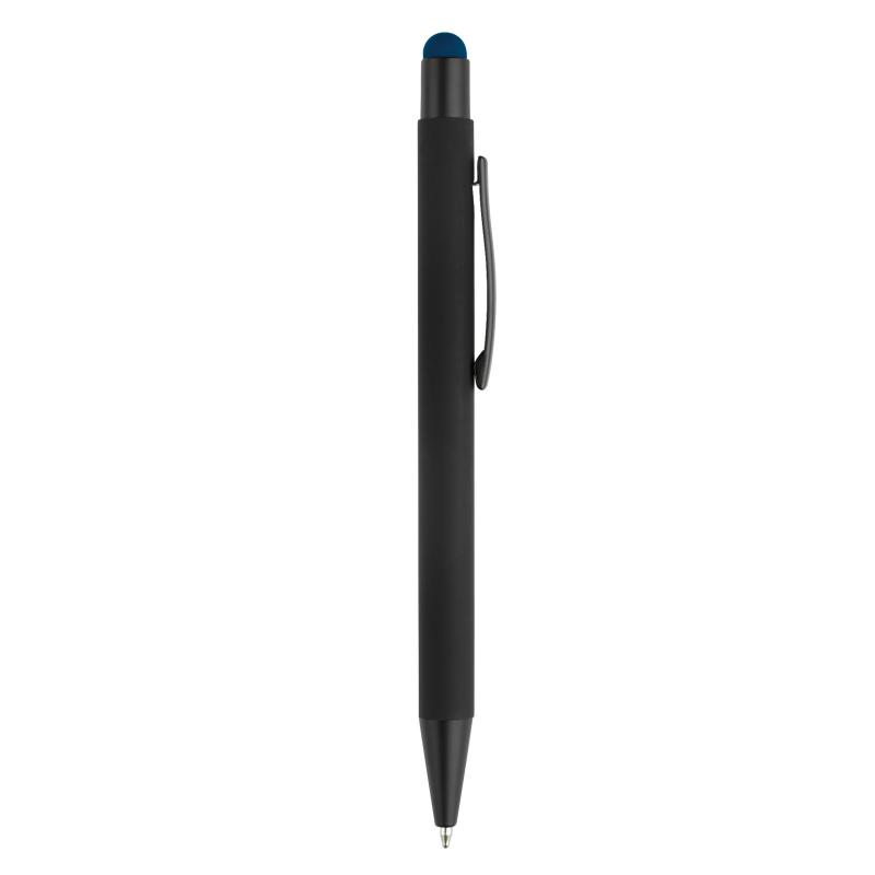 5x Touchpen Kugelschreiber mit Gravur / aus Metall / Stylusfarbe: blau