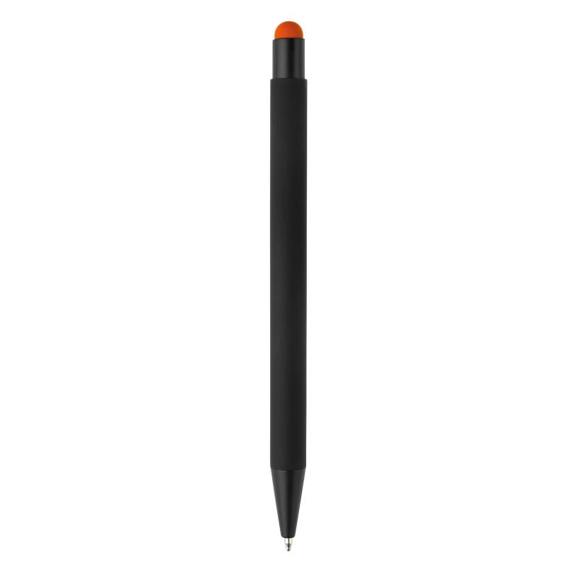 5x Touchpen Kugelschreiber mit Gravur / aus Metall / Stylusfarbe: orange