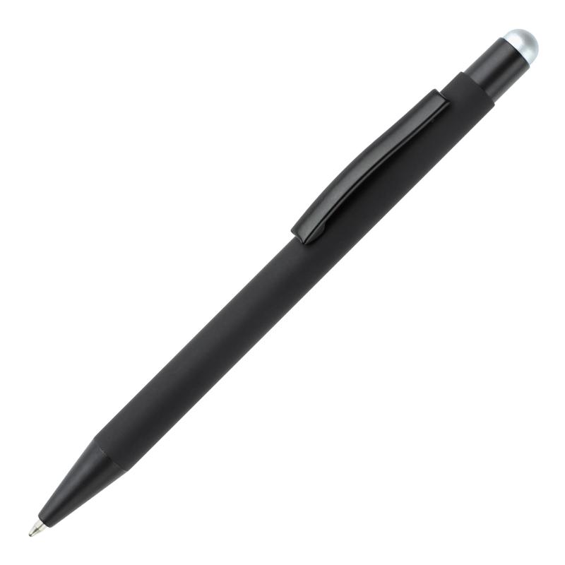 5x Touchpen Kugelschreiber mit Gravur / aus Metall / Stylusfarbe: silber