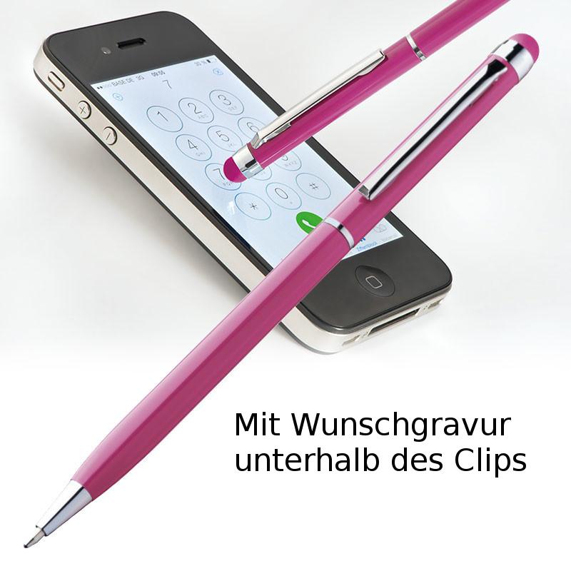 7 Touchpen Drehkugelschreiber mit Gravur / aus Edelstahl / 7 verschiedene Farben