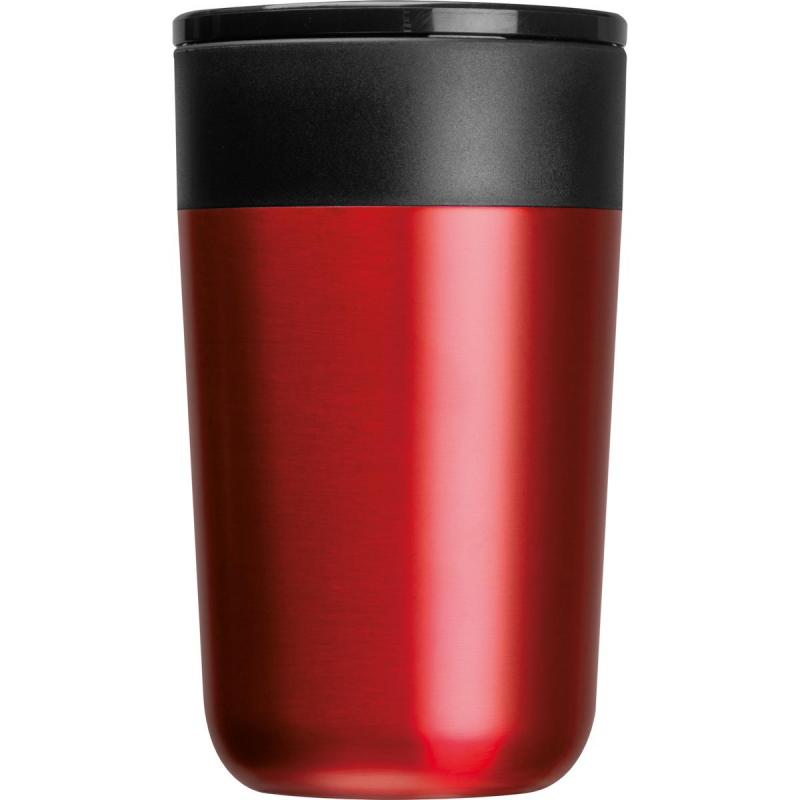 Doppelwandiger Trinkbecher aus Edelstahl mit Gravur / 400ml / Farbe: rot