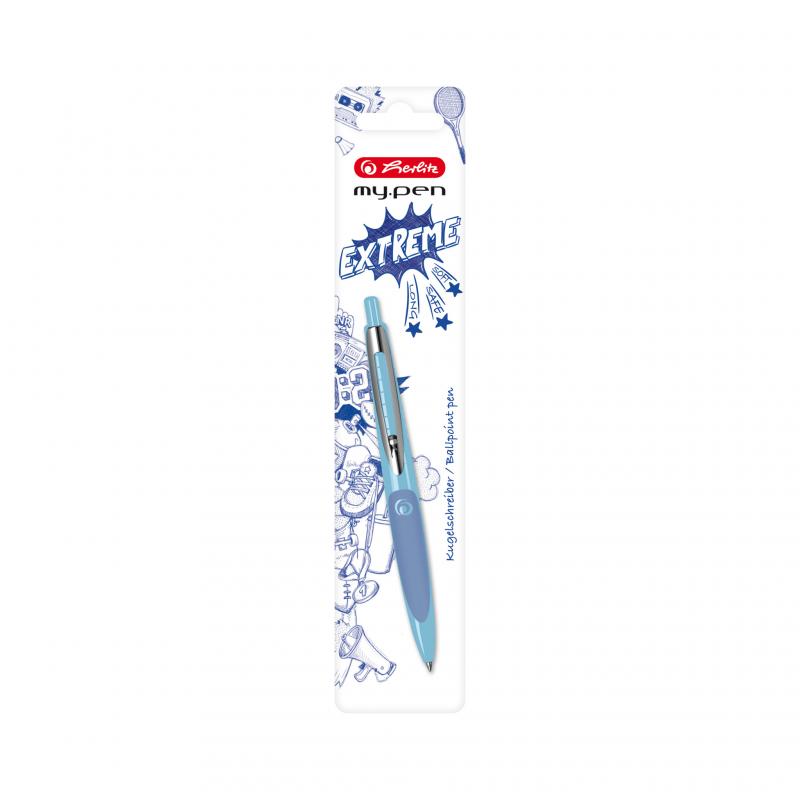 Herlitz Kugelschreiber my.pen mit Gravur / Farbe: hellblau/dunkelblau