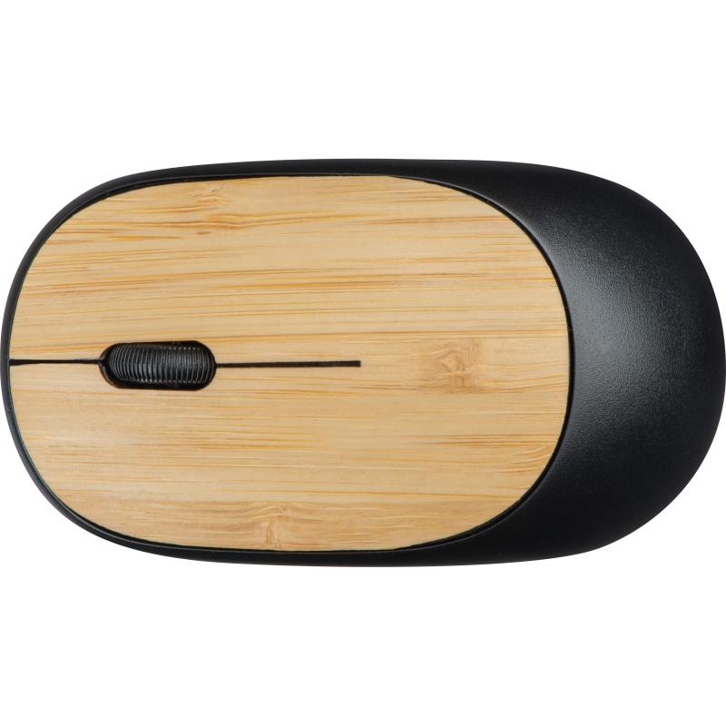 Kabellose Maus mit Gravur / Mouse / 2.4 GHz / Farbe: schwarz-beige