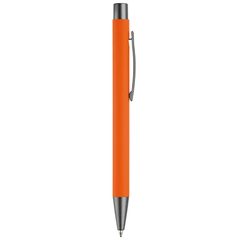 Kugelschreiber mit Gravur / aus Metall / mit Soft-Touch / Farbe: orange