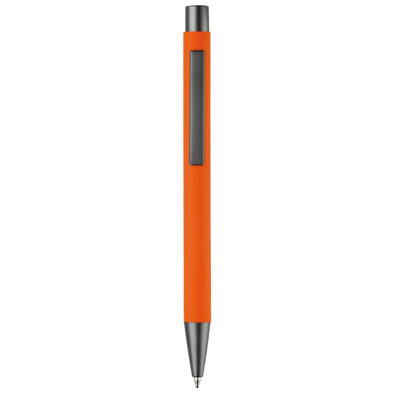 Kugelschreiber mit Gravur / aus Metall / mit Soft-Touch / Farbe: orange