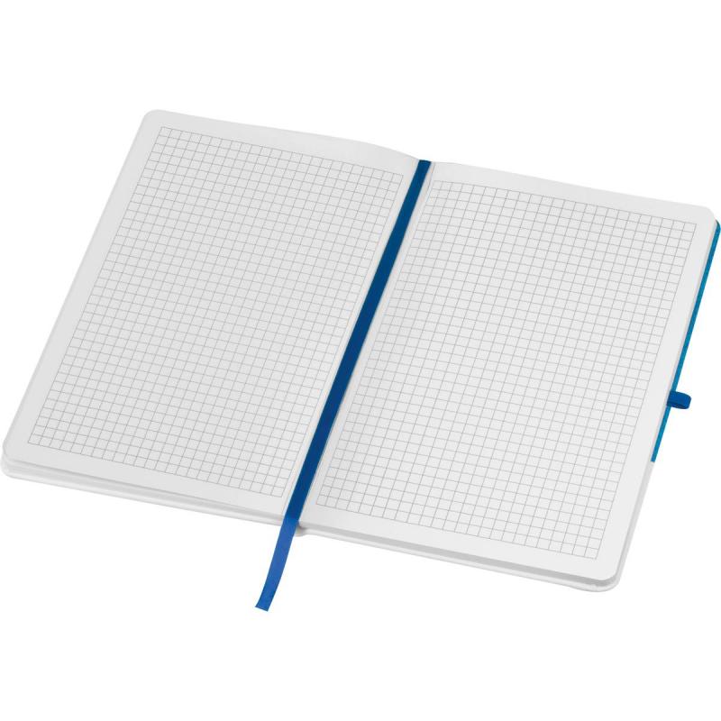 Notizbuch mit Namensgravur - mit PU-Cover - A5 - 160 Seiten - Farbe: weiß-blau