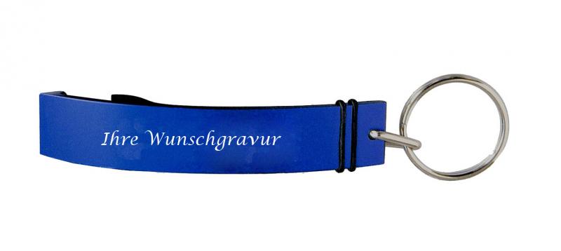 Schlüsselanhänger mit Gravur / mit Flaschenöffner / Farbe: blau