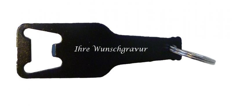 Schlüsselanhänger mit Gravur / mit Flaschenöffner / Farbe: schwarz