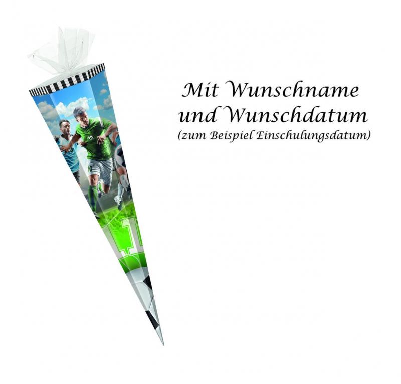 Schultüte mit Gravur / Zuckertüte / 85cm / eckig / "Fußballmatch"