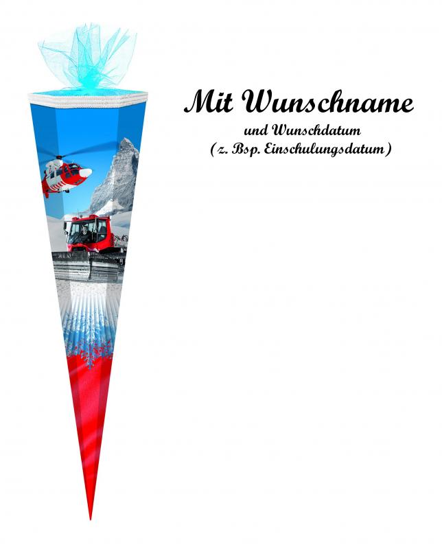 Schultüte mit Namensgravur - Zuckertüte - 50cm - eckig - "Pisten-Team"