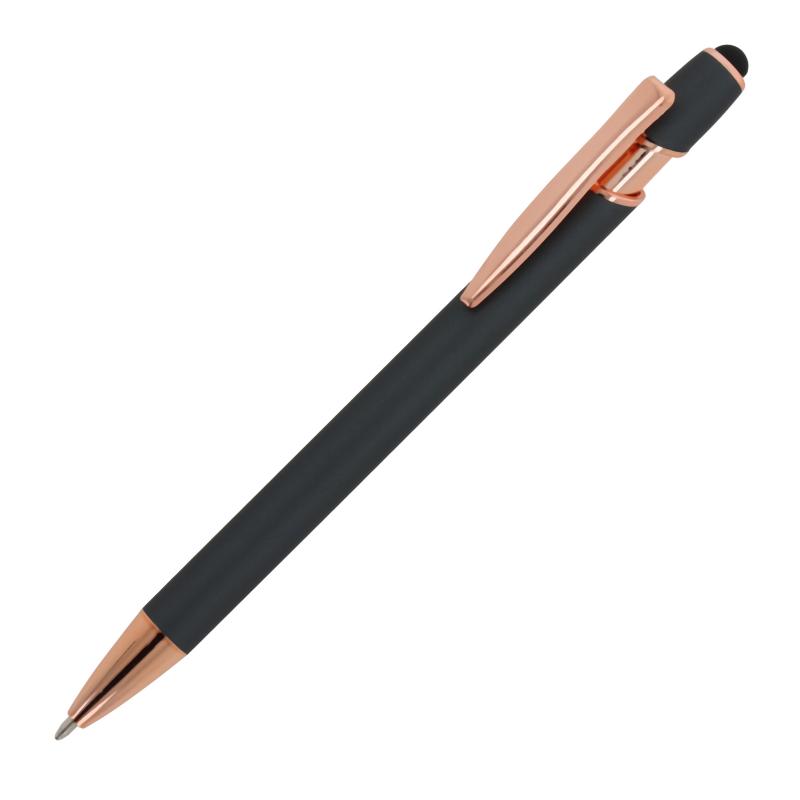 Touchpen Kugelschreiber "Roségold" mit Gravur / aus Metall / Farbe: grau