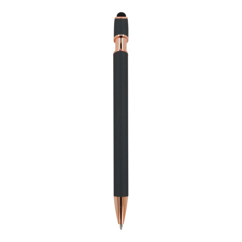 Touchpen Kugelschreiber "Roségold" mit Gravur / aus Metall / Farbe: grau