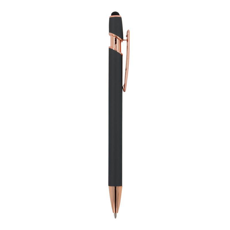 Touchpen Kugelschreiber "Roségold" mit Gravur / aus Metall / Farbe: grau