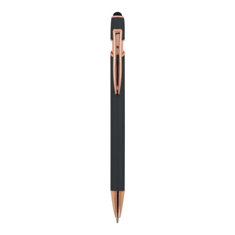 Touchpen Kugelschreiber "Roségold" mit Gravur / aus Metall / Farbe: grau