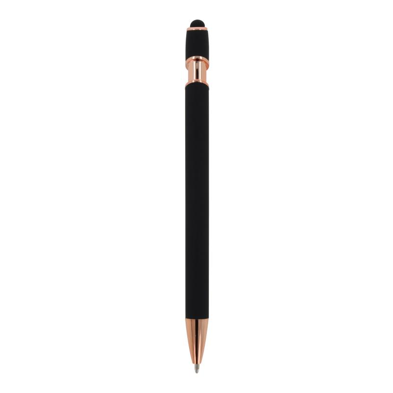 Touchpen Kugelschreiber "Roségold" mit Gravur / aus Metall / Farbe: schwarz