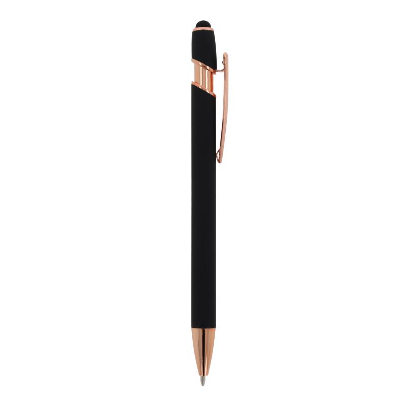 Touchpen Kugelschreiber "Roségold" mit Gravur / aus Metall / Farbe: schwarz