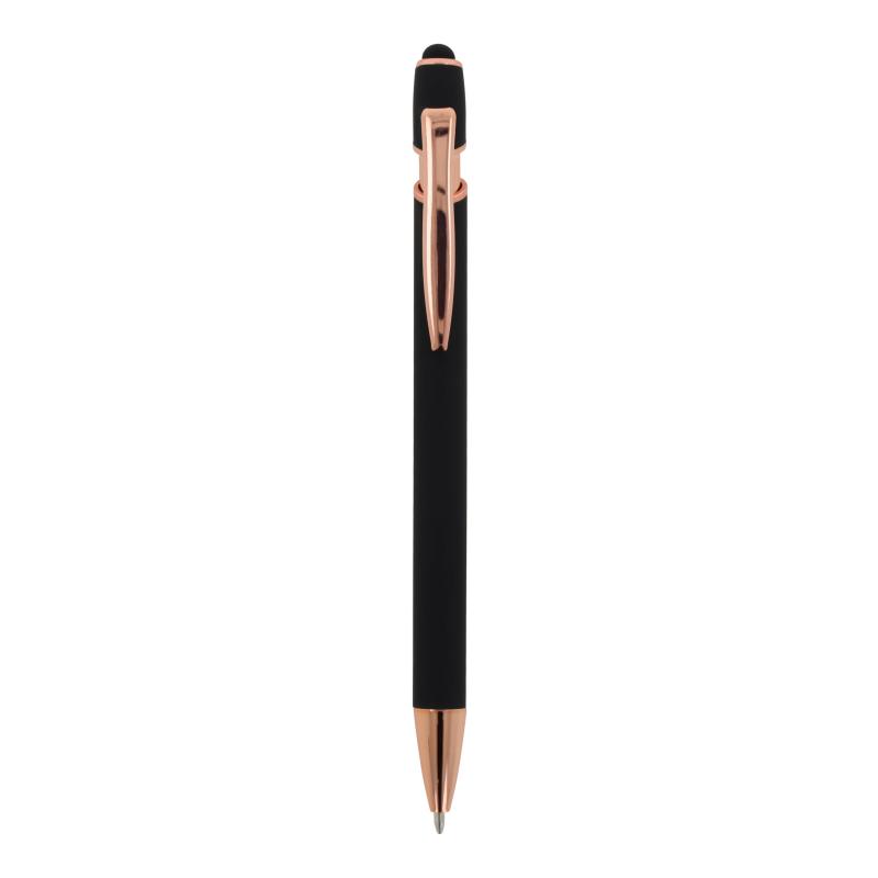 Touchpen Kugelschreiber "Roségold" mit Gravur / aus Metall / Farbe: schwarz