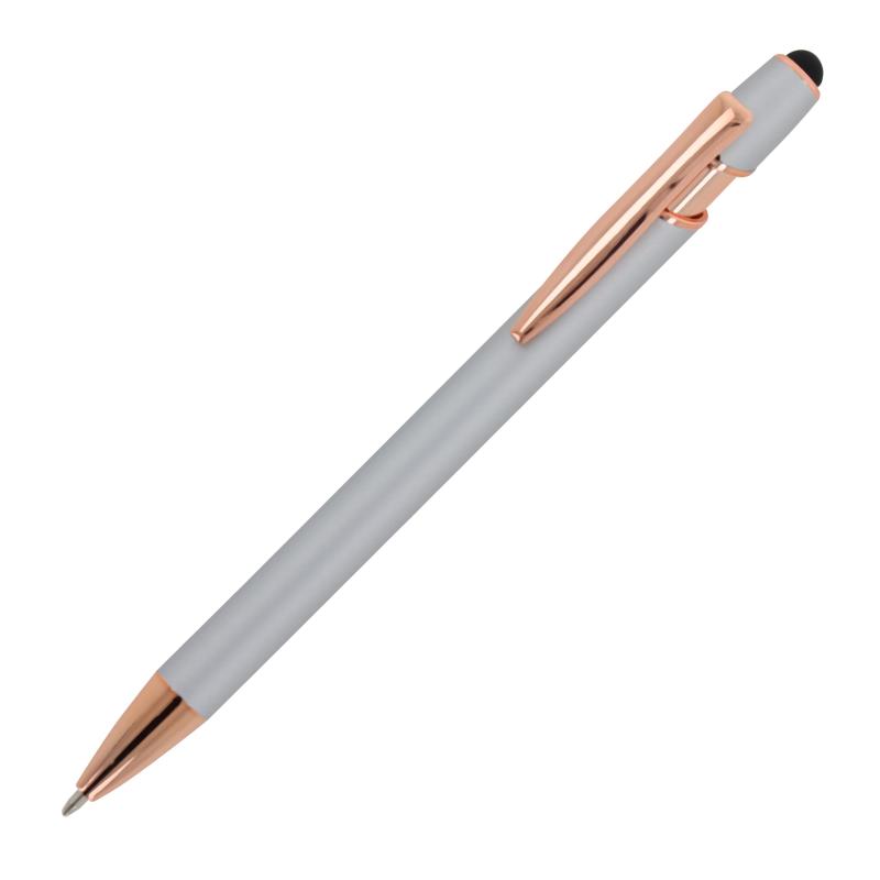 Touchpen Kugelschreiber "Roségold" mit Gravur / aus Metall / Farbe: silber