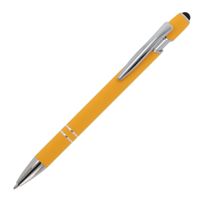 Touchpen Kugelschreiber mit Gravur / aus Metall / Soft-Touch / Farbe: gelb