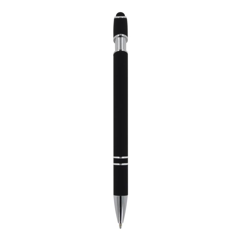 Touchpen Kugelschreiber mit Gravur / aus Metall / Soft-Touch / Farbe: schwarz