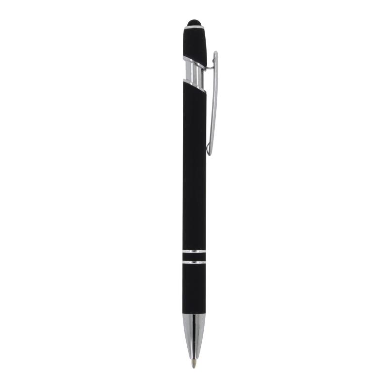 Touchpen Kugelschreiber mit Gravur / aus Metall / Soft-Touch / Farbe: schwarz