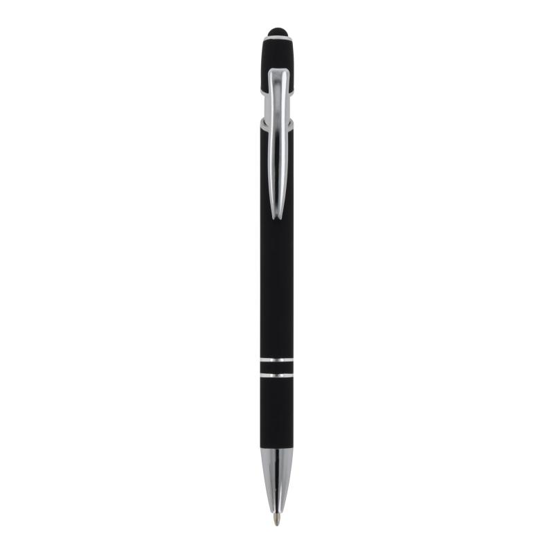 Touchpen Kugelschreiber mit Gravur / aus Metall / Soft-Touch / Farbe: schwarz