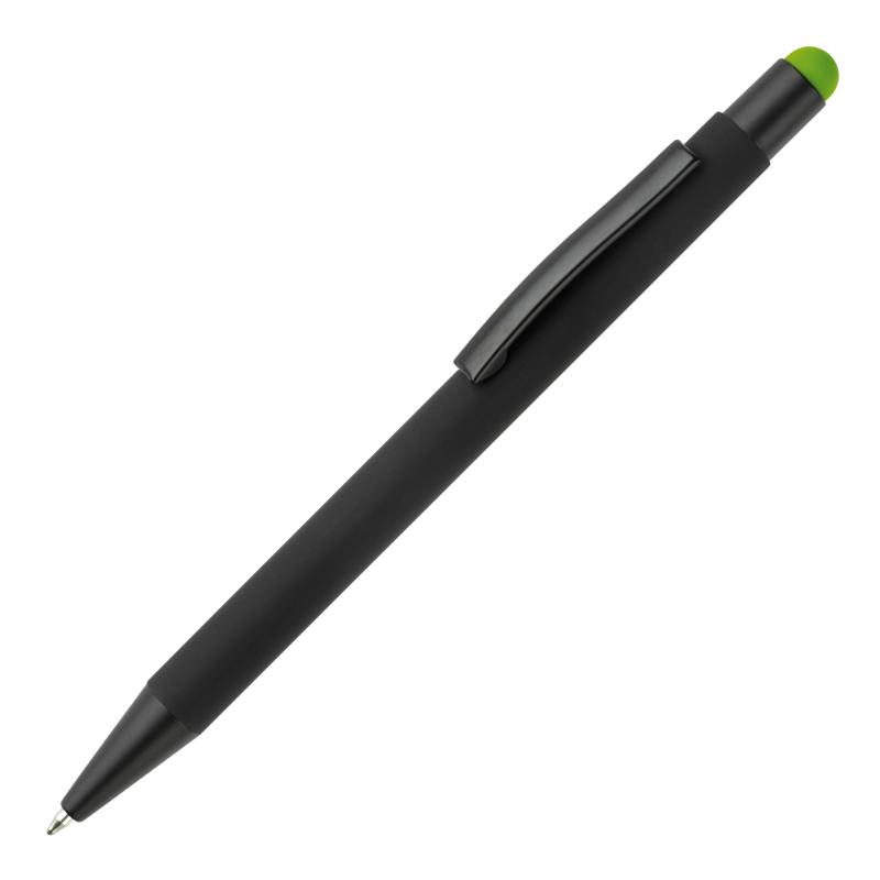 Touchpen Kugelschreiber mit Gravur / aus Metall / Stylusfarbe: hellgrün